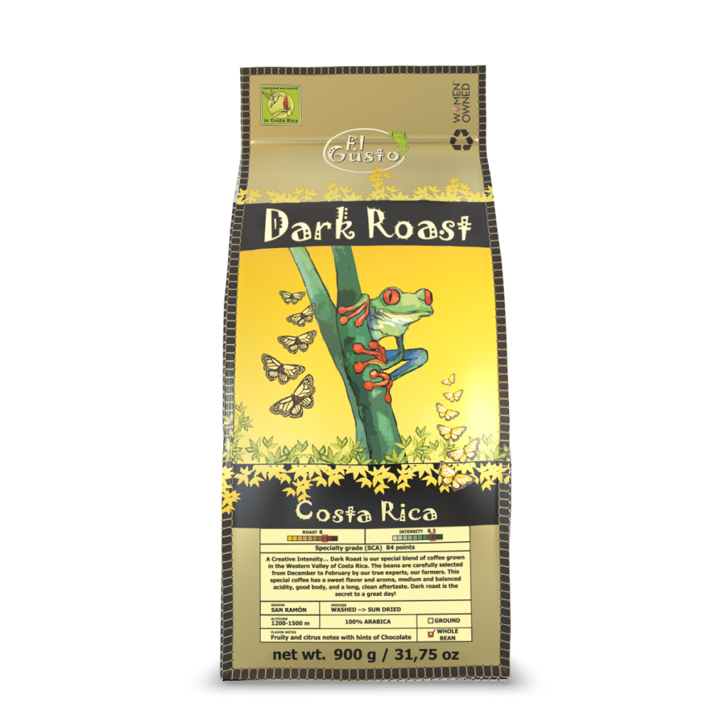 ROASTED WHOLE BEAN COFFEE El Gusto Dark Roast - 31.75 Onz