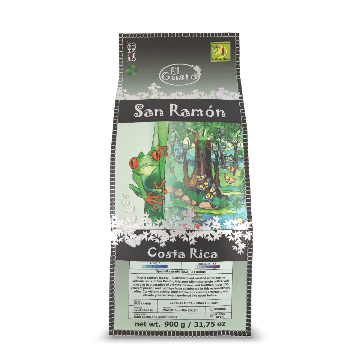 ROASTED WHOLE BEAN COFFEE El Gusto San Ramón - 31.75 Onz - Image 1