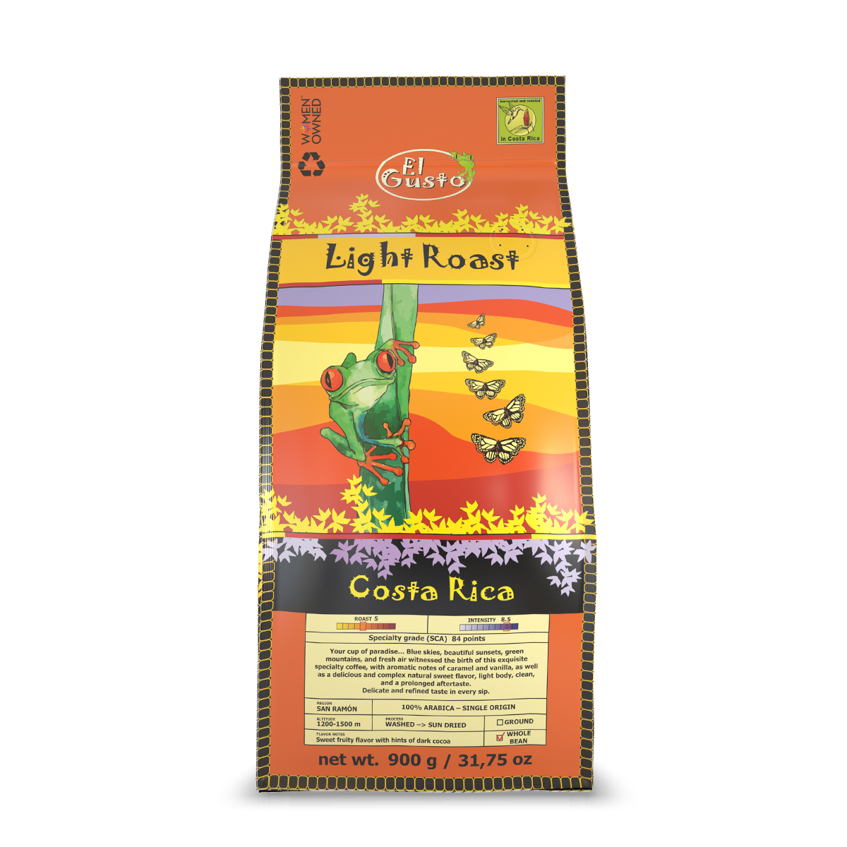 ROASTED WHOLE BEAN COFFEE El Gusto Light Roast - 31.75 Onz - Image 1