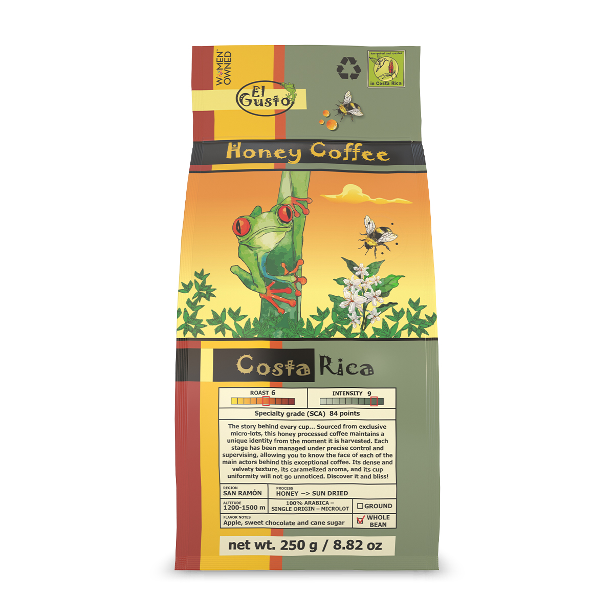 ROASTED WHOLE BEAN COFFEE El Gusto Honey - 8.8 Oz - Image 1