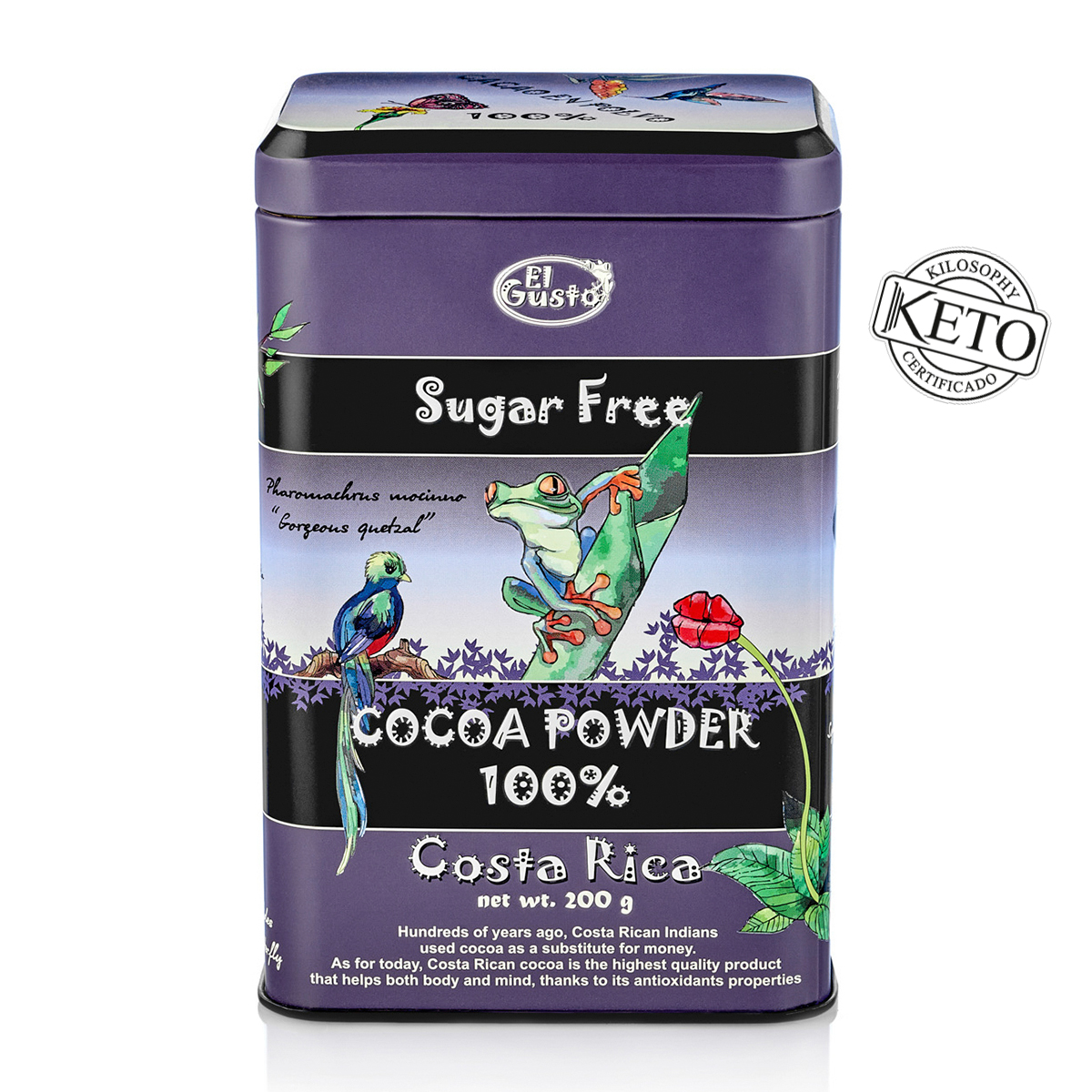 SUGAR FREE COCOA POWDER 100% - EL GUSTO - 7 Oz - Image 1