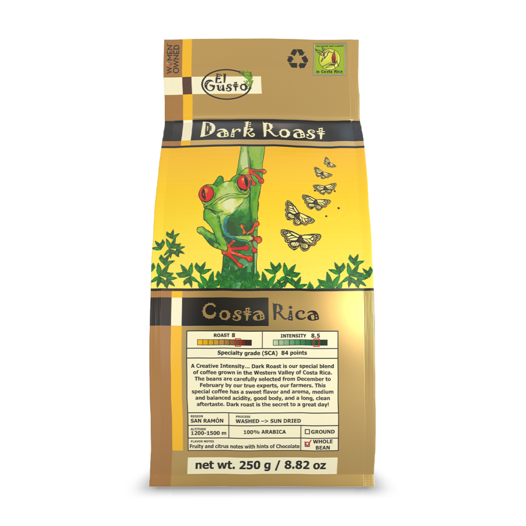 ROASTED WHOLE BEAN COFFEE El Gusto Dark roast - 8.8 Oz