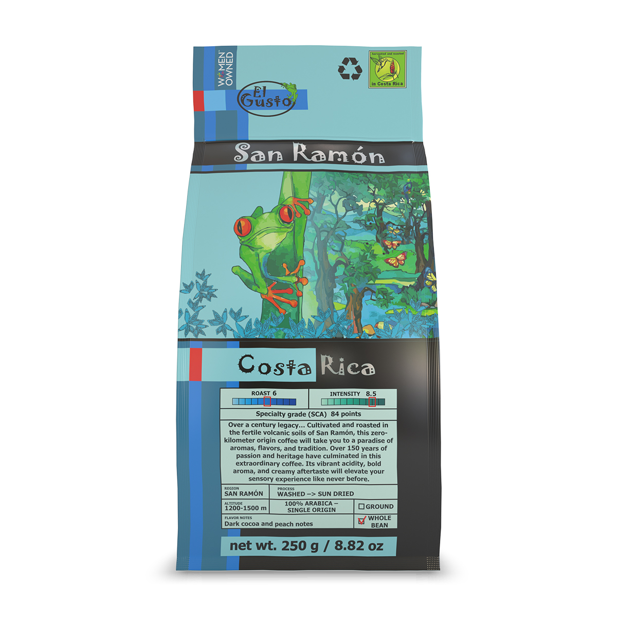ROASTED WHOLE BEAN COFFEE El Gusto San Ramón - 8.8 Oz - Image 1