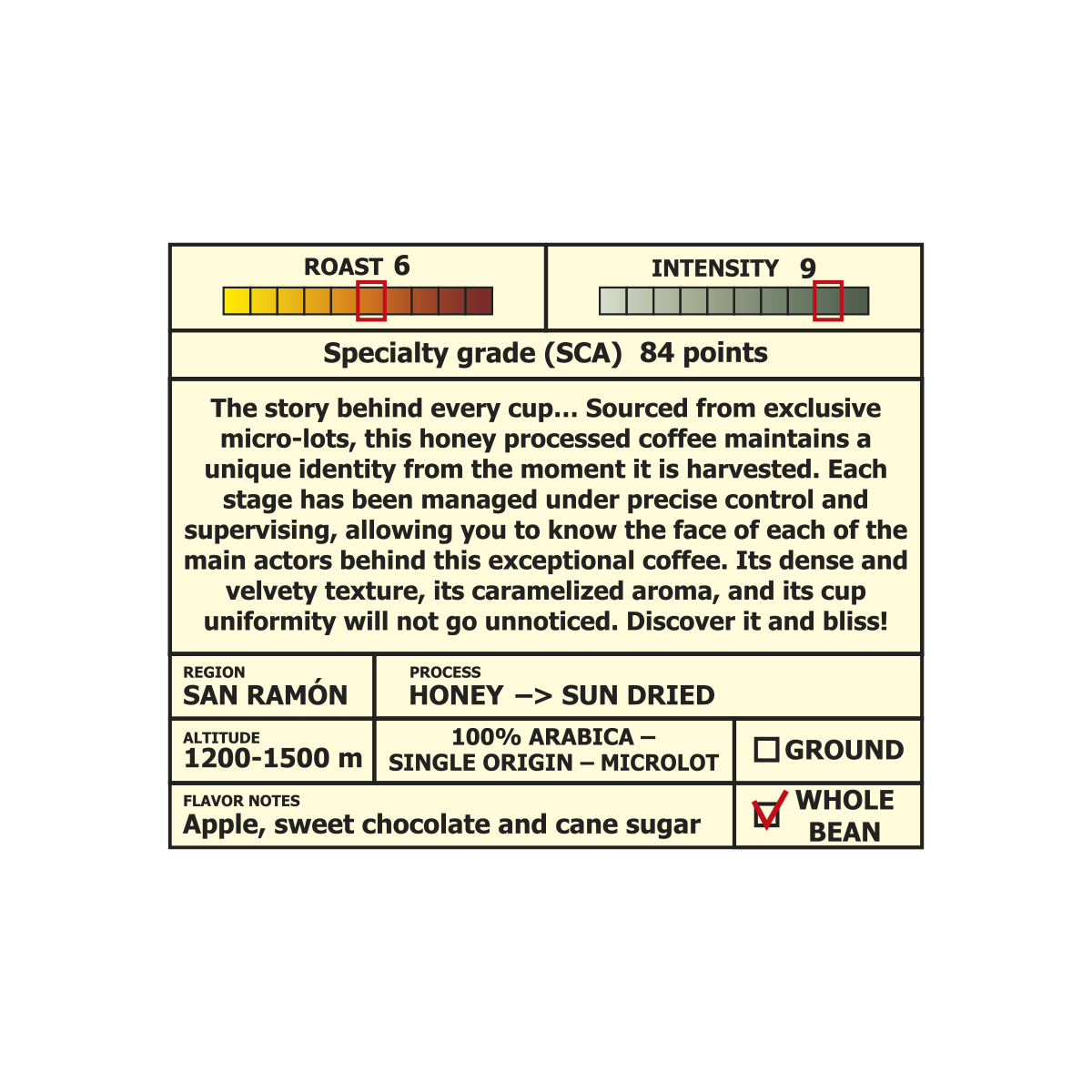 ROASTED WHOLE BEAN COFFEE El Gusto Honey - 8.8 Oz - Image 2