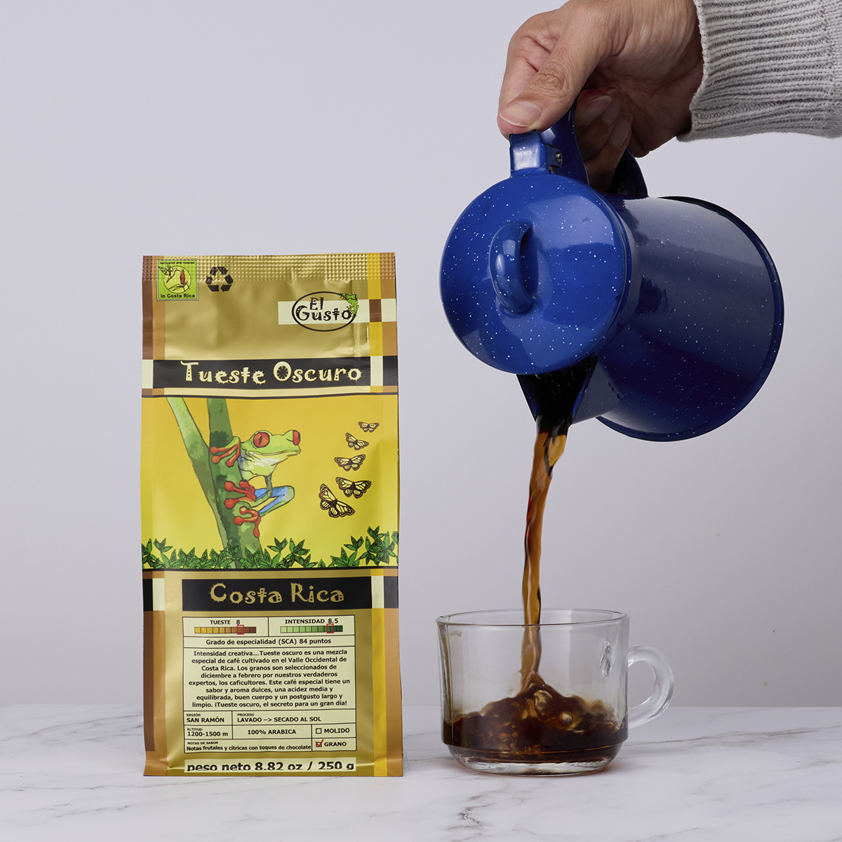 ROASTED WHOLE BEAN COFFEE El Gusto Dark roast - 8.8 Oz - Image 3