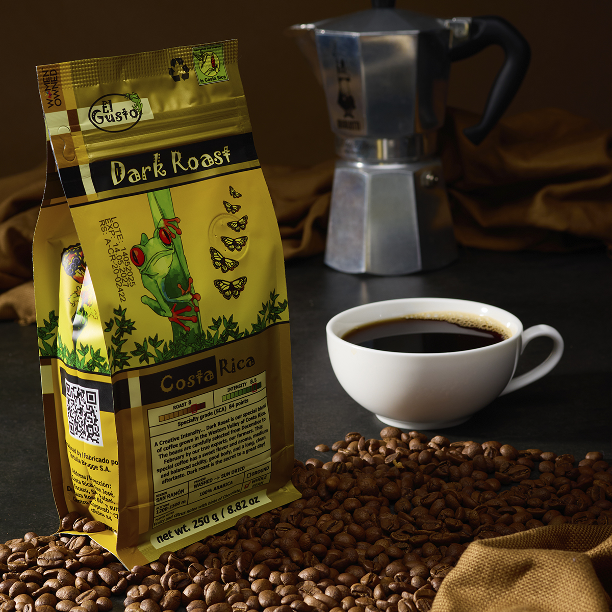 ROASTED WHOLE BEAN COFFEE El Gusto Dark roast - 8.8 Oz - Image 4
