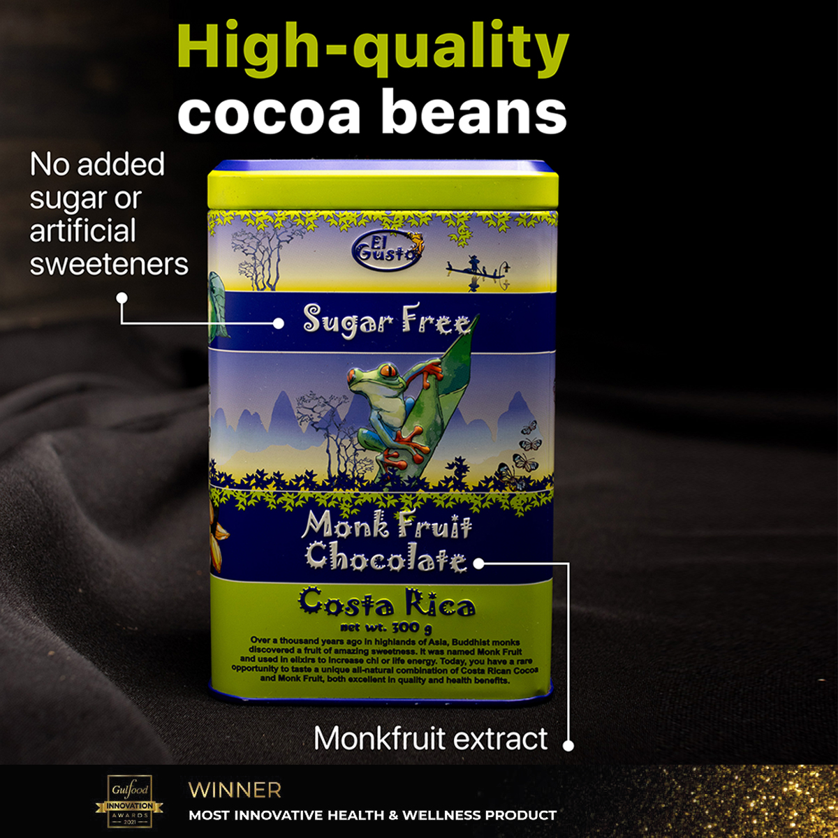 SUGAR FREE COCOA MONK FRUIT CHOCOLATE – EL GUSTO - 10.58 Oz - Image 5