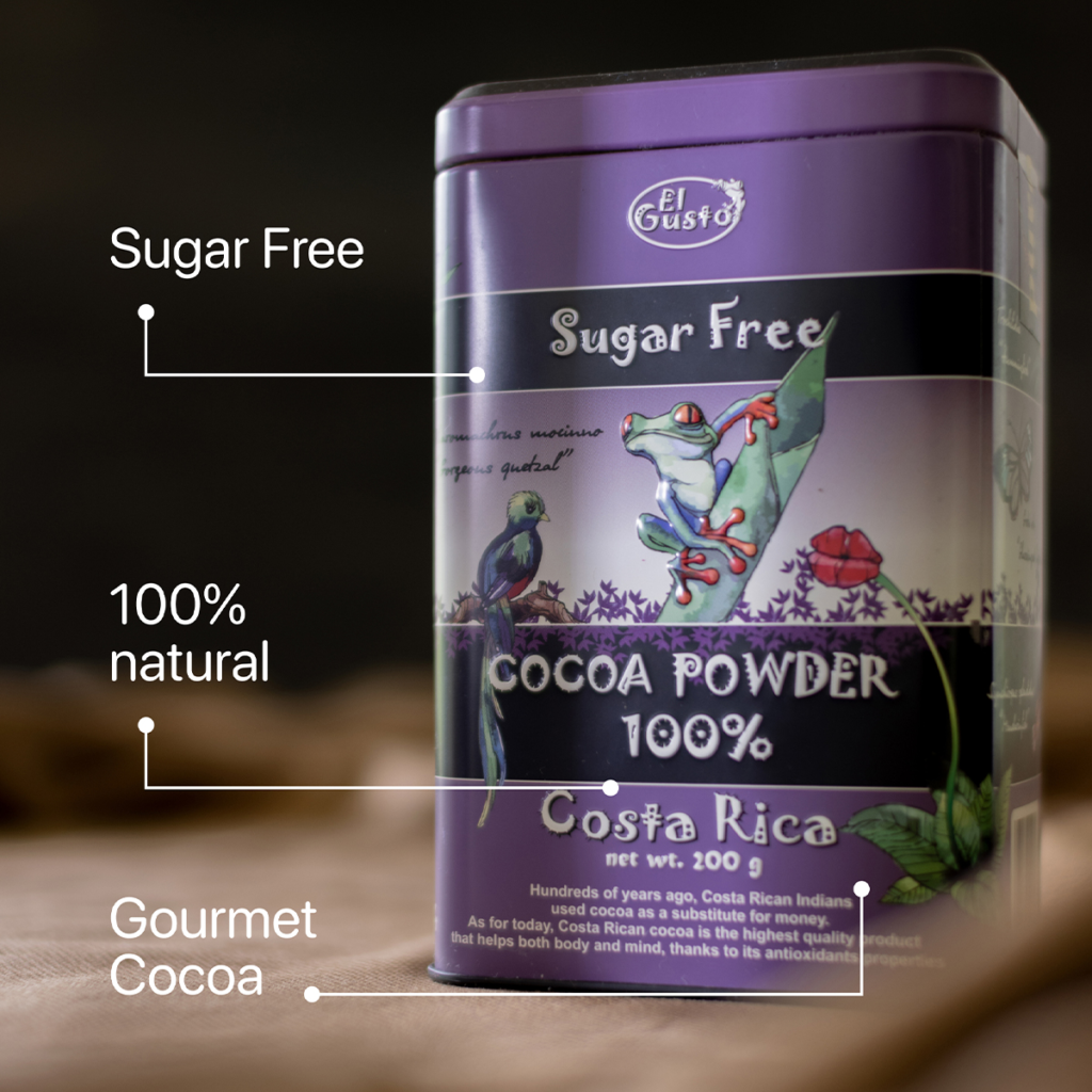 SUGAR FREE COCOA POWDER 100% - EL GUSTO - 7 Oz
